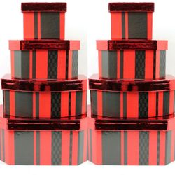 NEW Holiday Red & Black Stacking Tower 4-Piece Gift Box Sets