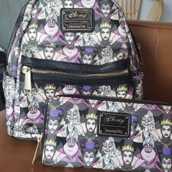 Loungefly X Disney Villains Mini Backpack + Wallet Set