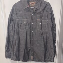 Rafter C men's long sleeve western shirt in a gray cotton blend XL