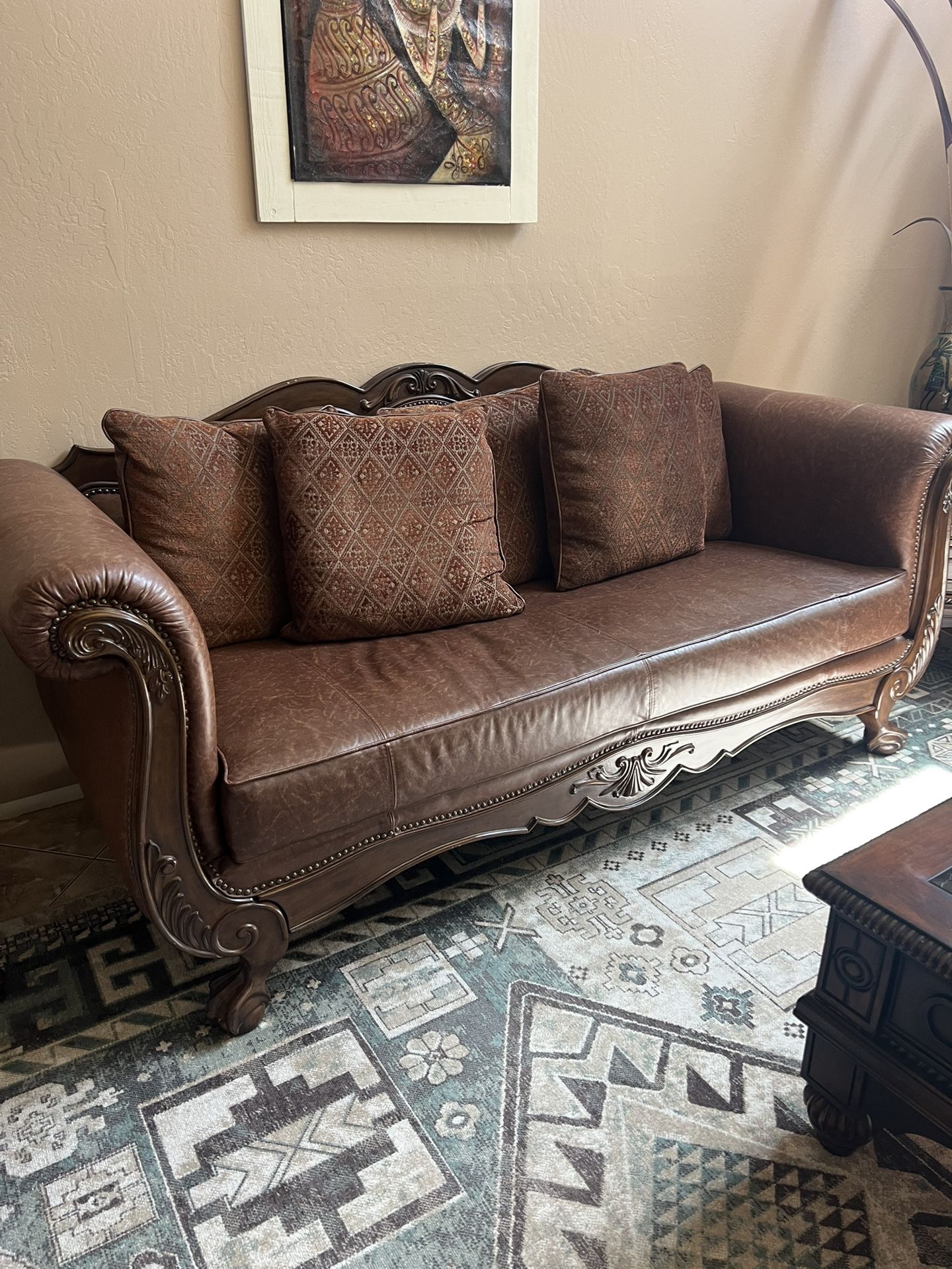 Make An Offer! 4 Piece Leather Couch Set And 2 Tables