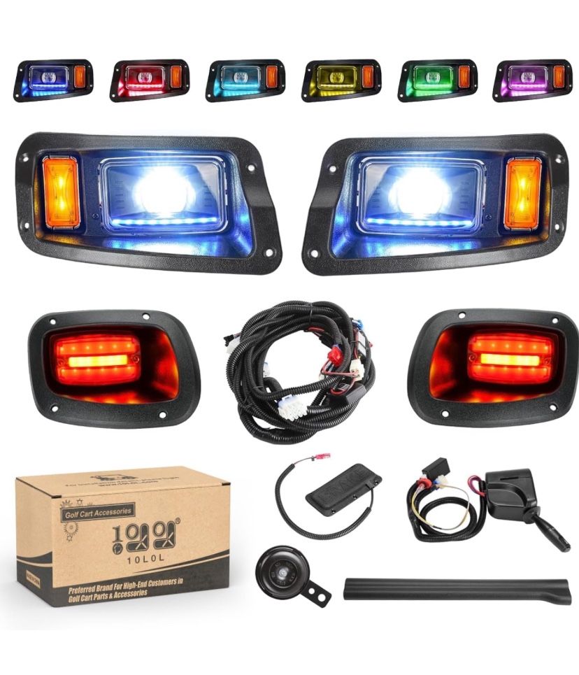 10L0L 3 Version Golf Cart Headlight and Tail Light for EZGO TXT Freedom Carts (12V-48V) with Turn Signals Kits(2014-up), Safe Daytime Running Lights &
