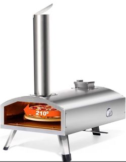 Pizza Oven Outdoor Wood-Fired - 12 Inch Outdoor Pizza Oven with Rotatable Pizza Stone, Portable Stainless Steel Pellet Pizza Oven for Outside Backyard