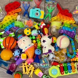 Huge LOT of 80 Fidget Toys Pop Its Squishies Needoh Spinners Sensory Stress Relief