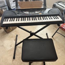 YAMAHA Electronic Keyboard, Stand And Bench