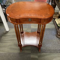 Cherry Wood 2 Tier & 1 Drawer Accent Table