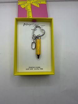 Betsey Johnson Pencil Key Fob Charm Lead Safe - Nickel Free