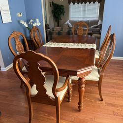 Solid Wood Dining Table Set With 6 Chairs