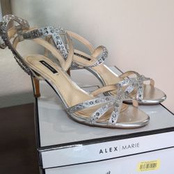 Silver Strappy Heels Size 6