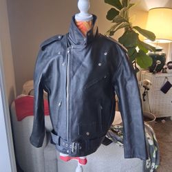 Black Leather Motorcycle Jacket Sz Xl Nwot