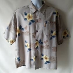 Coconut Pier men's floral Hawaiian button down shirt size L