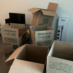 Six Large U-Haul Moving Boxes
