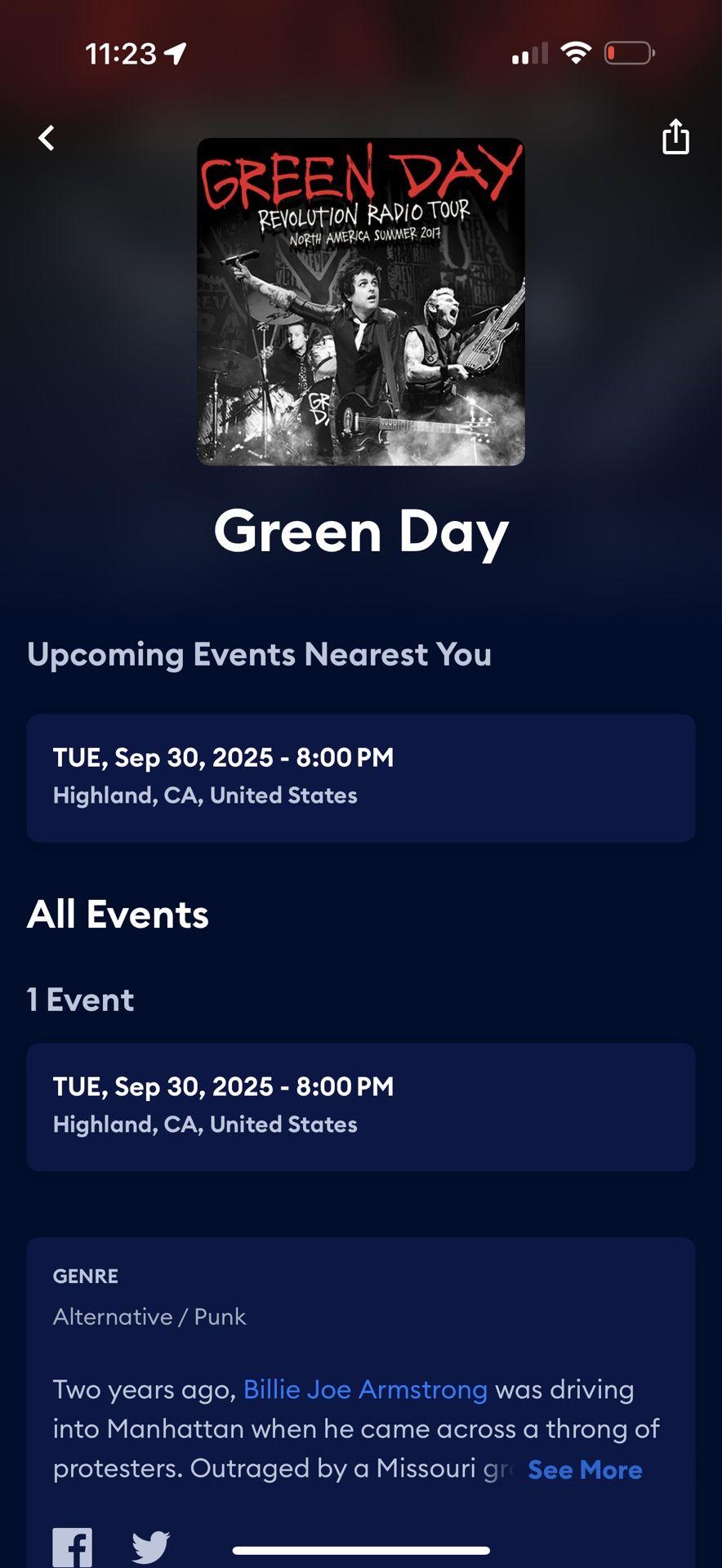 Green day in a small venue : 2 tickets super rare concert