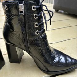 Boots Patent Leather, Black With Studs size 37 (US 6.5)