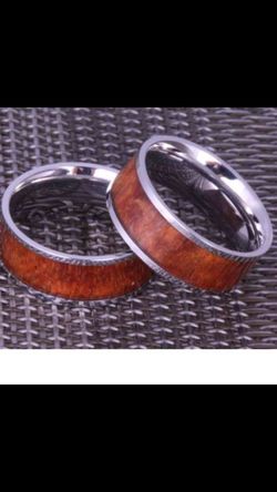 Koa wood ring stainless steel size 8