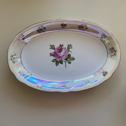 Vintage Kahla Porcelain Rose Antique 1970s Serving Dish Tray Plate East Germany