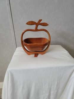 Vintage Wooden Basket Fruit Bowl