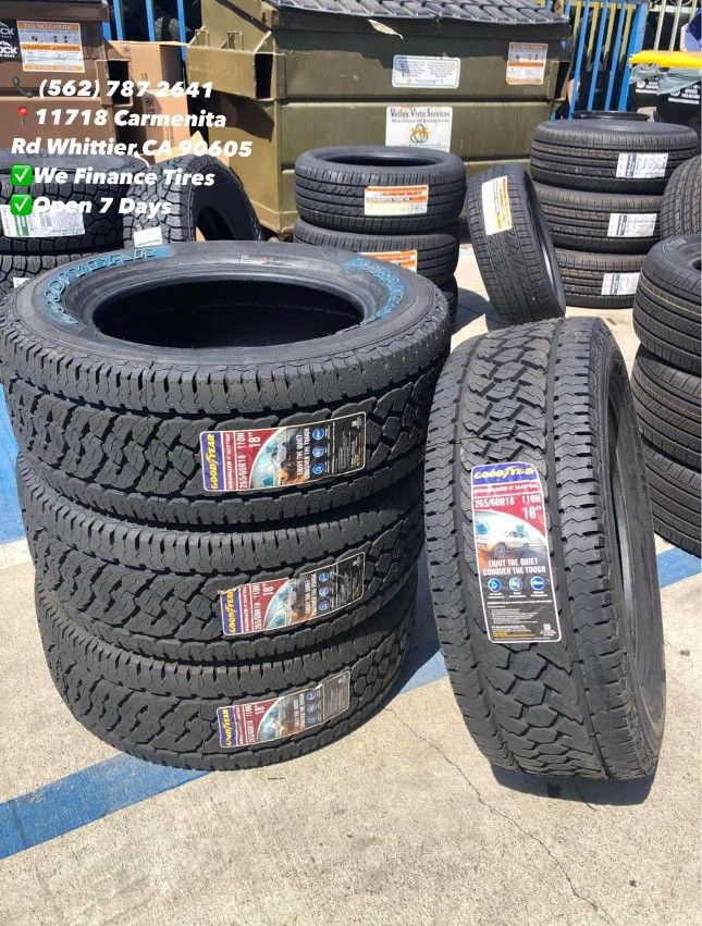 265/60R18 Goodyear A/T Set of Tires Installed and Balanced Set de Llantas Nuevas Instaladas y Balanceadas