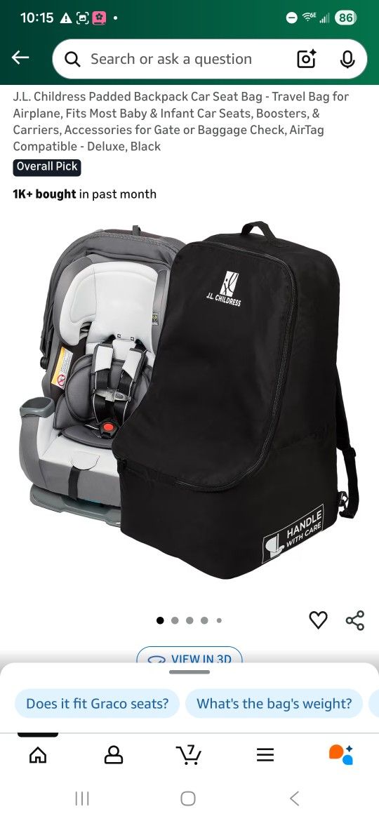 Two J L Childress Car Seat Carry Bags