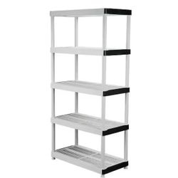 HDX  5-Tier Easy Assembly Multi-purpose Plastic Garage Storage Shelving Unit in Gray (36 in. W x 72 in. H x 18 in. D), Two Available!