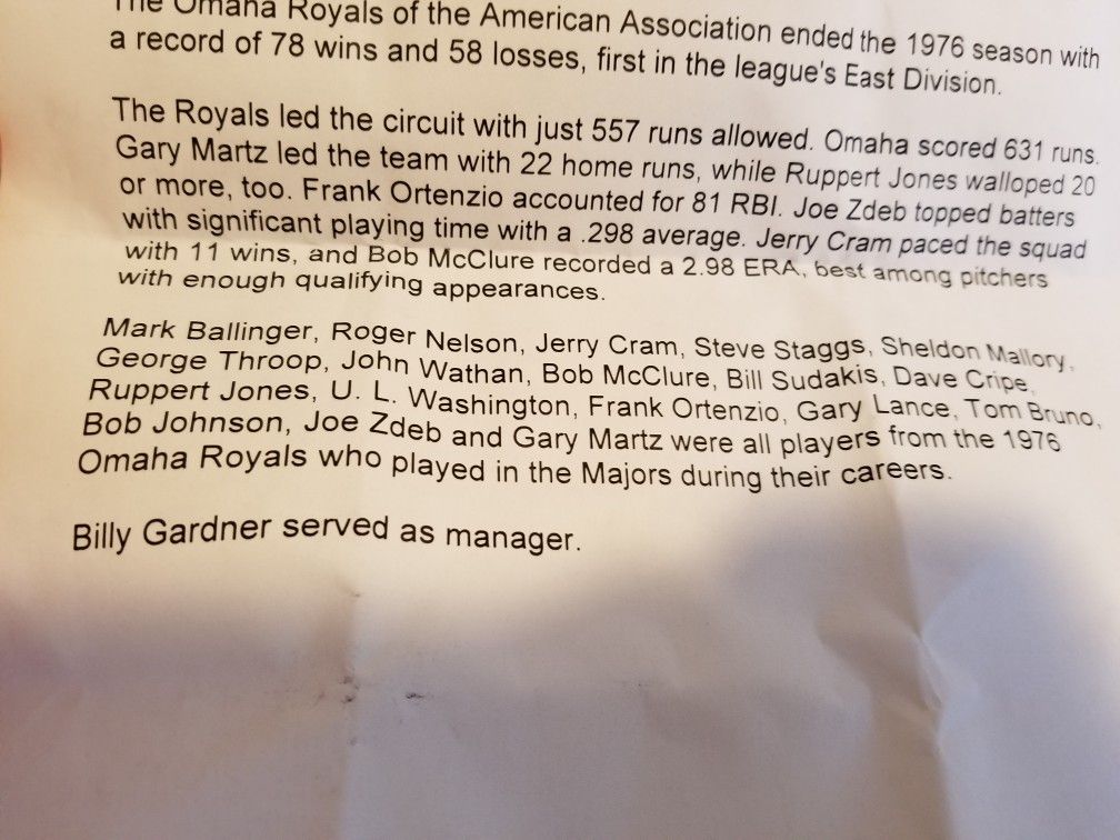 1976 Omaha Royals (AAA team) Signed Baseball by 21