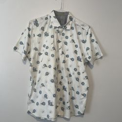 Ted Baker London Blue Floral Pattern Button-up 