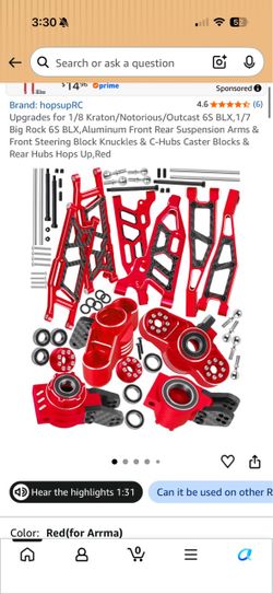 Arrma 6s aluminum arms and knuckles