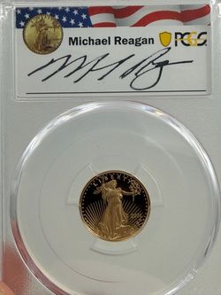 2021 Michael Reagan signed 1/10 gold eagle coin pr70dcam proof pcgs
