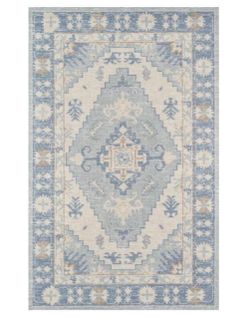 5x7 Area Rug in Blue & Ivory