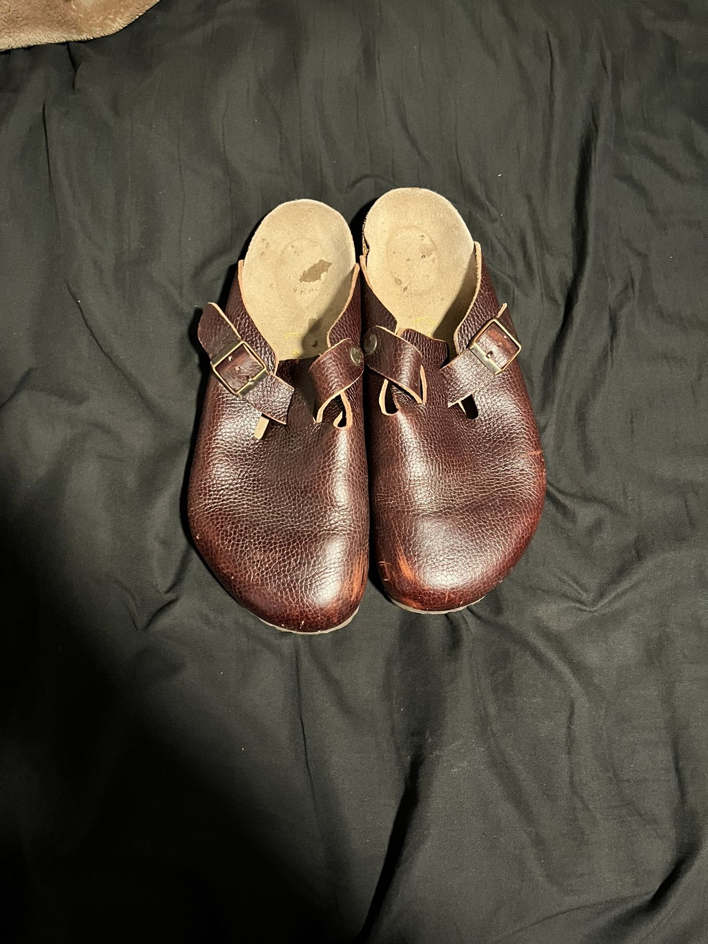 boston clogs red leather