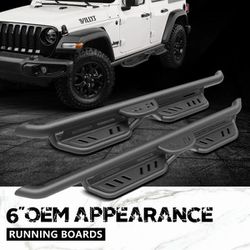 Running Boards for 2018-2023 Jeep Wrangler JL 4Door 6" Side Steps Nerf Side Bars
