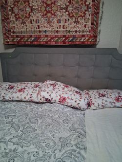 Gray Button Tufted Kingsize Headboard