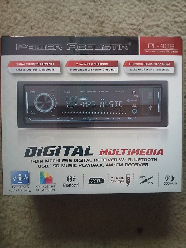 Power Acoustik Bluetooth Car Stereo New In The Box