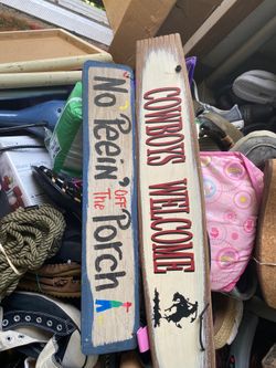2 wooden signs