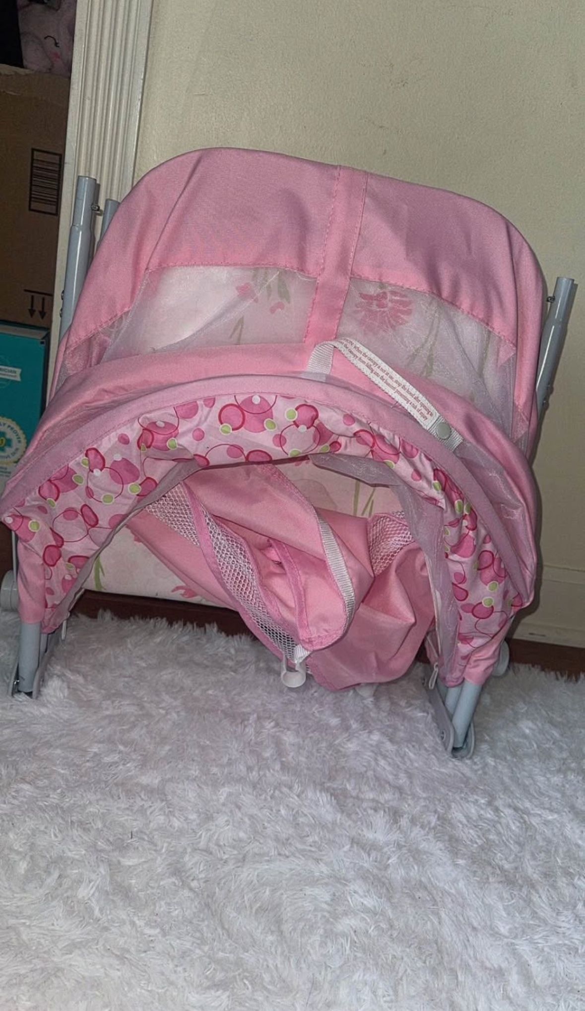 Pink Bassinet With Cover (extra Stuff For Free)