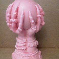 Halloween Handmade Candle With Hands Holding Crystal Ball