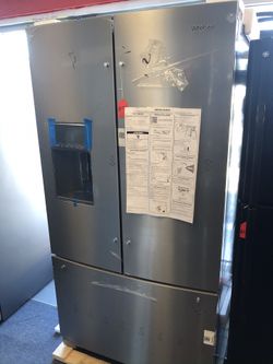 New scratch and dent whirlpool stainless steel French door fridge 27 cu ft. 1 year warranty