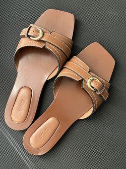 Mango Buckle Leather Sandals