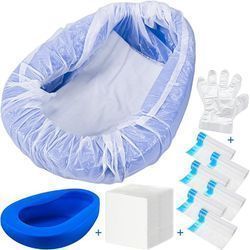 Weewooday Bedpan Set with 50 Absorbent Pads, 60 Disposable Liners and 100 Gloves