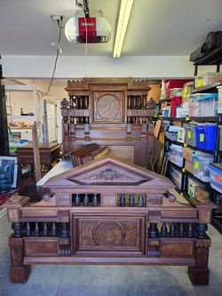 Antique Walnut American Renaissance Revival Bedroom Set