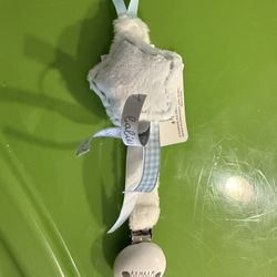 Bam Bam Plush Star Pacifier Clip Blue