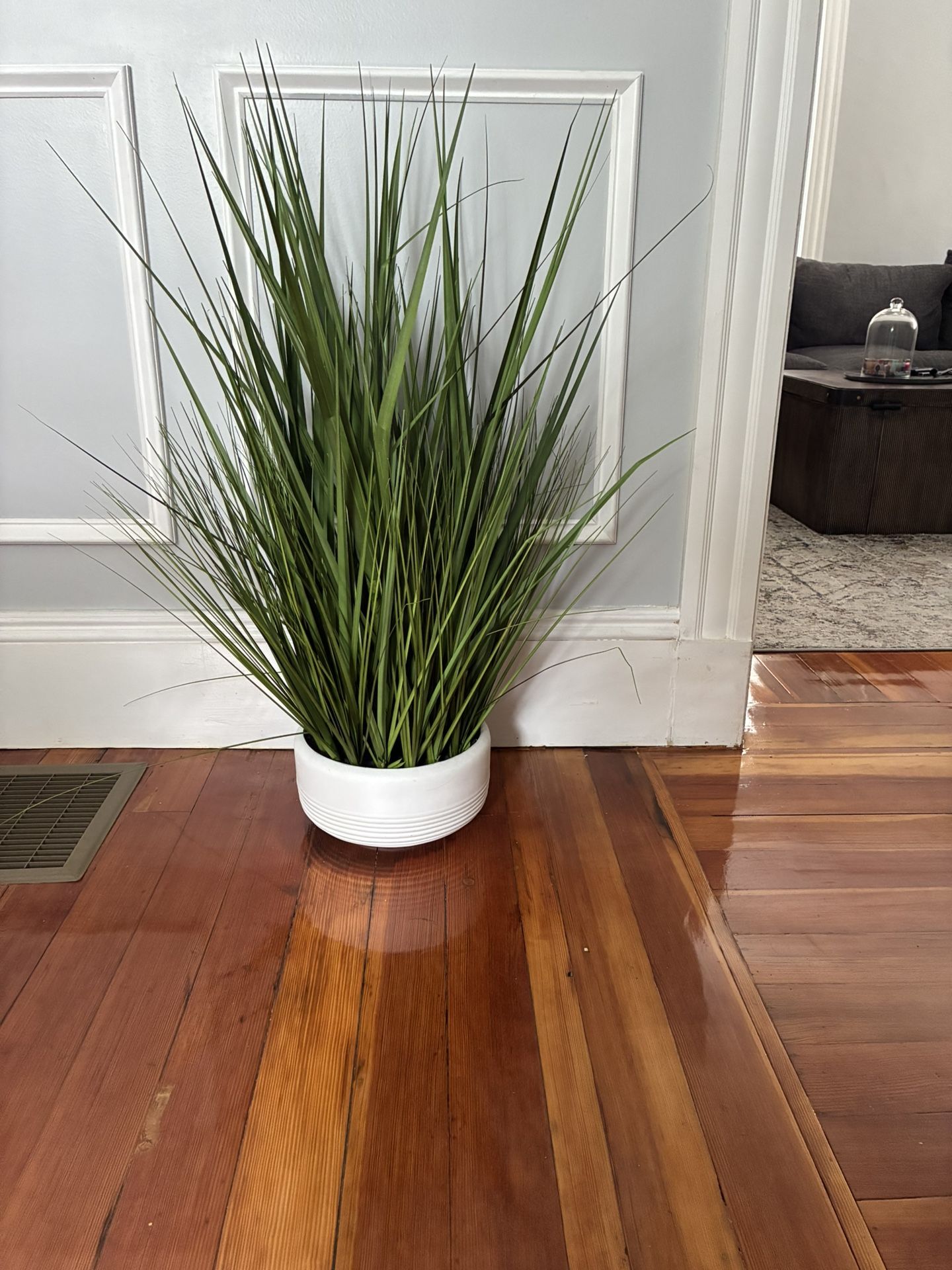 Faux Floor Plant w/ White Ceramic Base