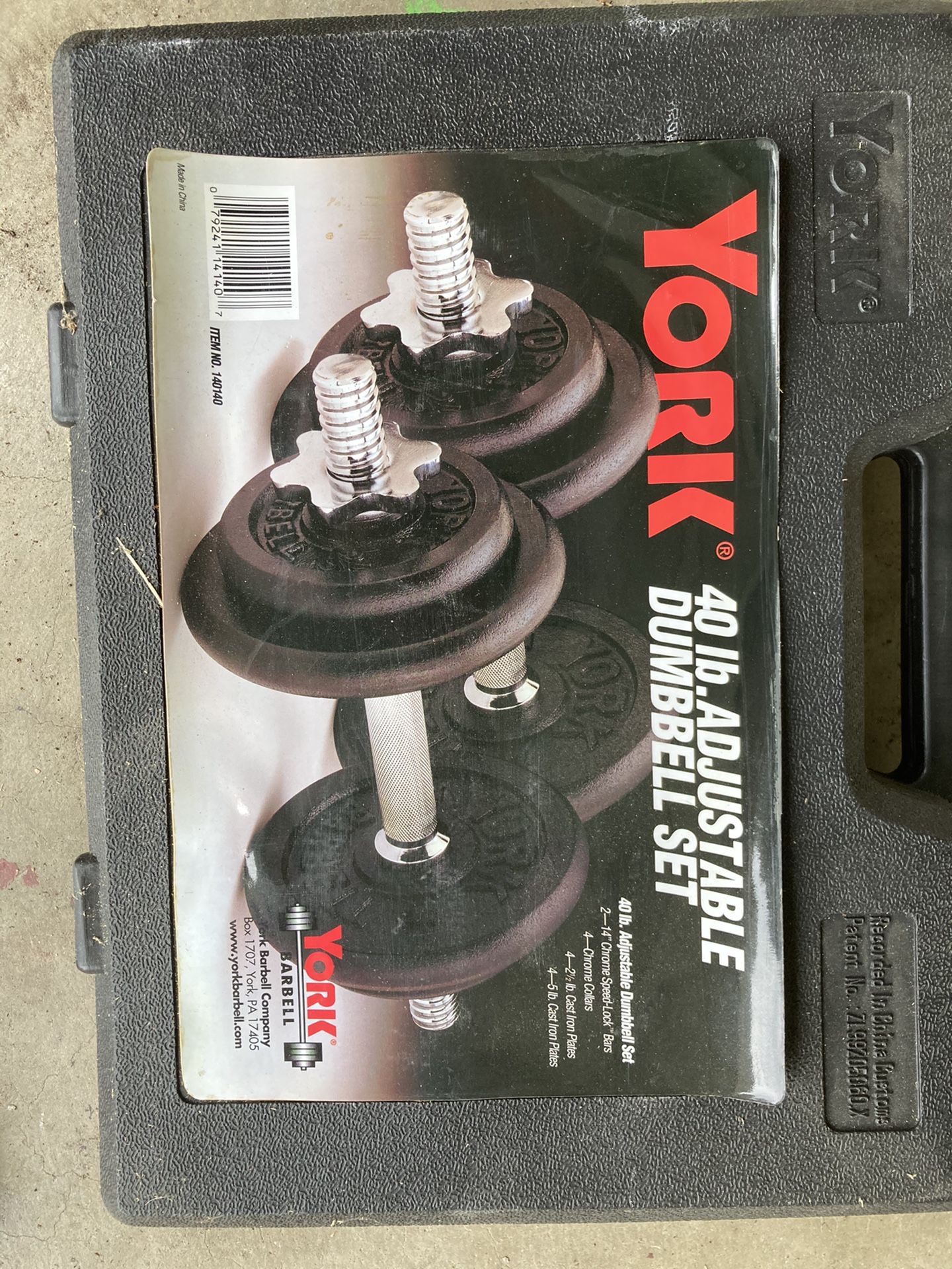 York. 40 lb. adjustable dumbbell set