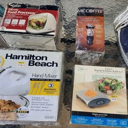 Used Hand mixed & used electric food processor & used  digital kitchen scale set & ised iron for  clothes  