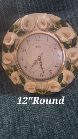 Wall clock / callillies vintage Cermic