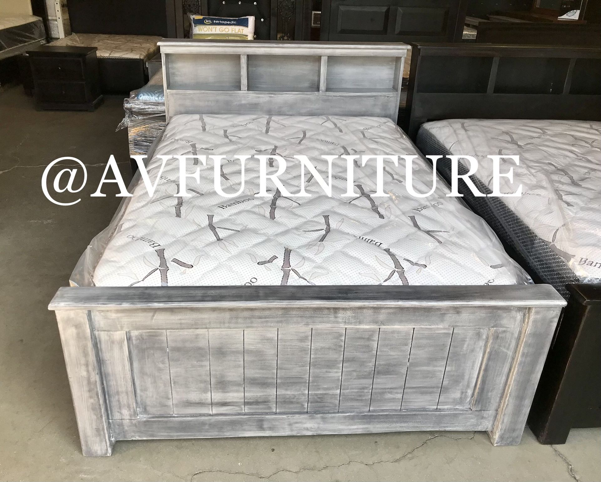 Solid wood Full Bed And Mattress