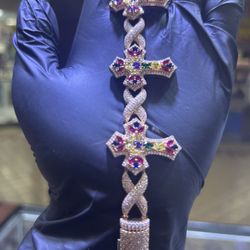 Cross Bracelet Rose With Colorful VVS D STONES