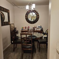 Glass Table Set With  With Chairs And Mirror