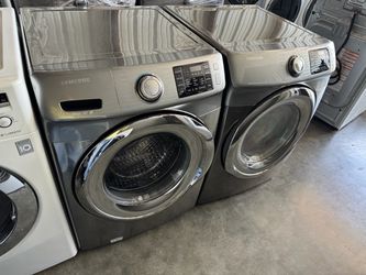 Graphite steel front load Samsung washer and dryer high efficiency  and front load Samsung dryer electric