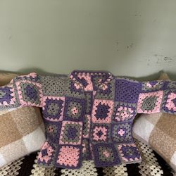 Crochet Granny Square Jacket Size Medium 