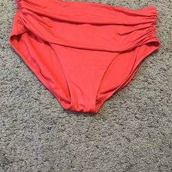 Shade & Shore Red Ruched Bikini Bottom
